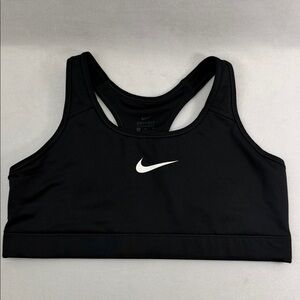 Nike Dri-Fit Women's Black White Swoosh Racer Back Workout Sports Bra